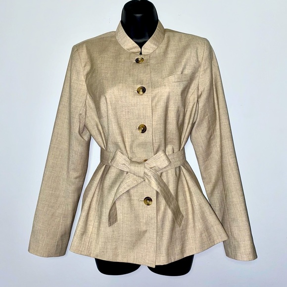 Isaac Mizrahi Tan Button Down Jacket Size 12 - Picture 1 of 16
